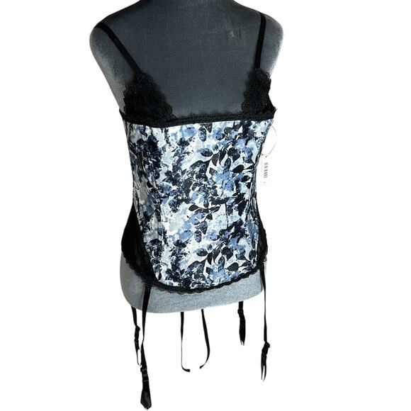 Adore Me- Medium- Floral Corset with straps and garter clips- blue black NWT - Picture 2 of 7